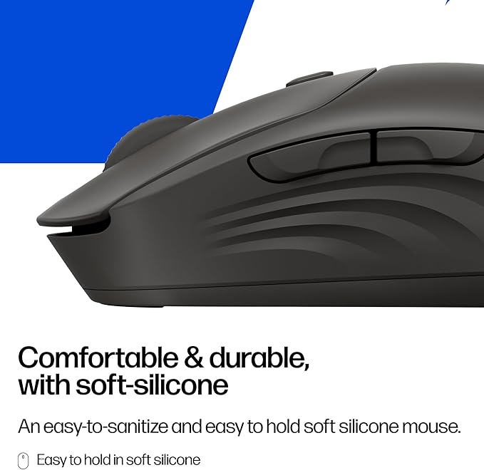 HP 400 Quiet Wireless Mouse, Dual Bluetooth & 2.4GHz, Soft Silicone, Quiet Clicks, Microsoft Wheel, 24-Month Battery, 6000 DPI, Ambidextrous, Eco-Friendly Design, Multi-OS, Black
