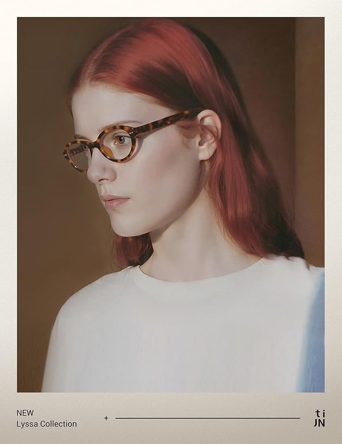 TIJN Lyssa Blue Light Glasses for Women Men,Retro 90s Oval Cat Eye Frame Eyeglasses,Lightweight TR90 Computer Gaming Eyewear
