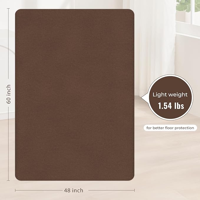 Sycoodeal Office Chair Mat for Hardwood Floor,Slip Resistant Floor Mat for Office Computer Gaming Chair,Heavy Duty Floor Protector for Rolling Chairs,Easy to Clean,Coffee(48"x60")