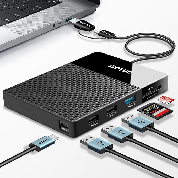 2TB Docking Station External Hard Drive Storage, USB-C Hub + HDD 7-in-1, USB 3.0, SD/TF Card, HDD for Windows, Mac, Android, TV, iPhone 15/16/17, Laptop, Desktop, PC