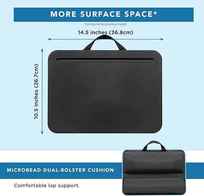 LAPGEAR Compact Lap Desk – Fits Up to 14″ Laptops – Black– Style No. 43108