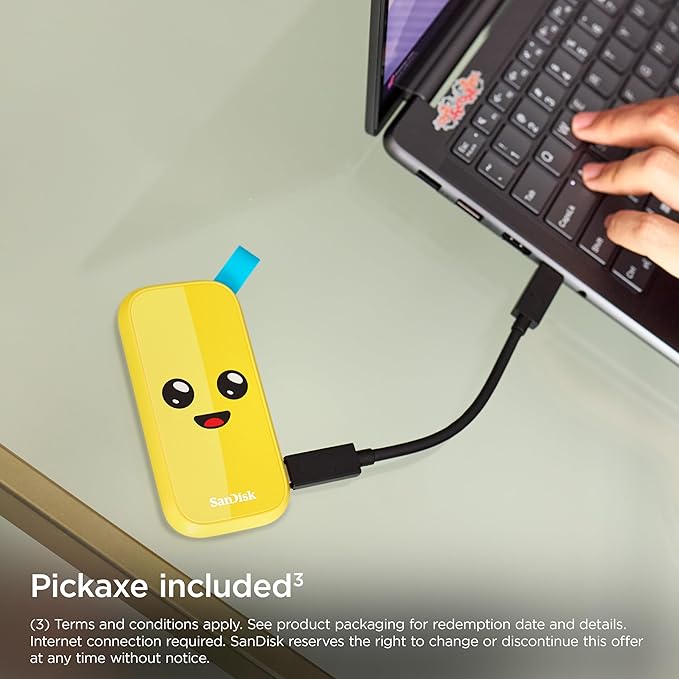 SanDisk 1TB Fortnite Portable SSD, Peely Edition - Up to 800MB/s, USB-C, USB 3.2 Gen 2, Drop Protection - SDSSDE30-1T00-G25F