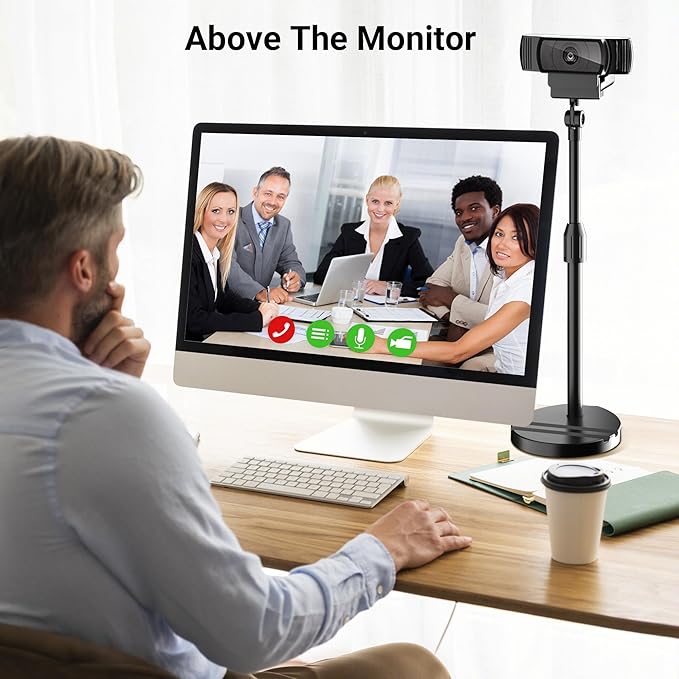 Telescopic Webcam Tripod Stand for Desk with Phone Holder, Desktop Webcam Mount Compatible with C922 C930e C920S C920 C615 C960 C920x Brio 4K, Table Phone Stand with 1/4'' Thread