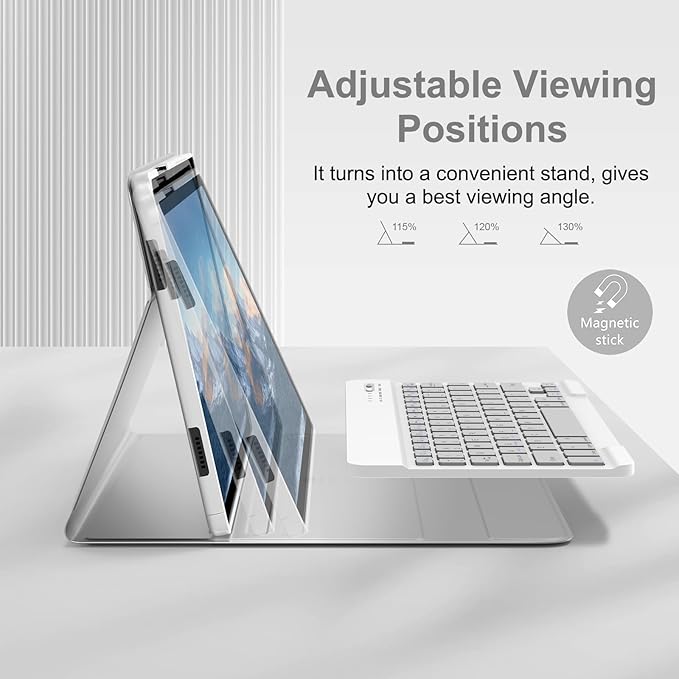 MMK Galaxy Tab A9 Plus Case with Keyboard (11" 2023), Compatible with Samsung A11 Plus Tablet Case Keyboard (11" 2025, SM-X230, SM-X236B), Wireless Detachable-Gray