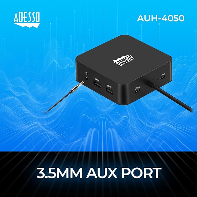 Adesso USB C Docking Station Multiport Adapter Type C Hub 2 HDMI Support 4K, VGA, RJ45 Ethernet Port, 65W PD Charging, 2*USB, SD/TF Card Reader, 3.5mm Audio Jack (TAA Compliant)