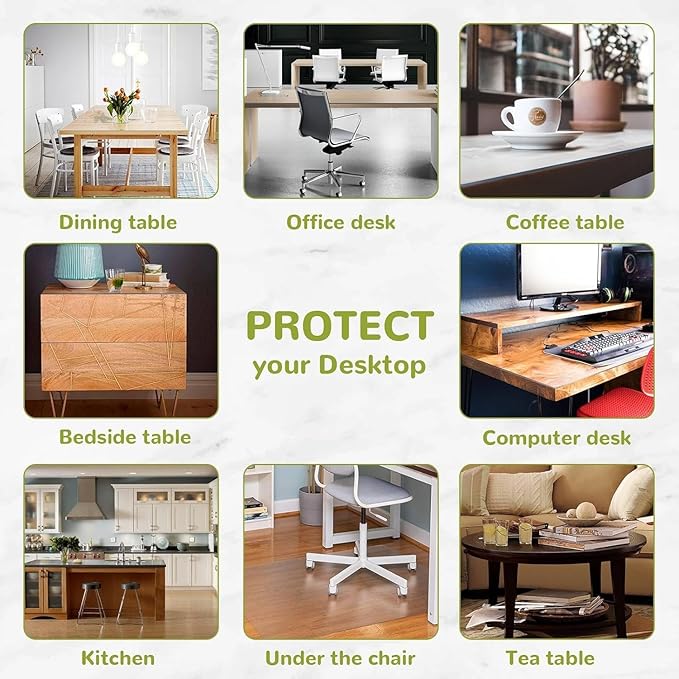 24 x 30 Inch Clear Table Cover, 2mm Thick Desk Mat, Plastic Vinyl Table Protector, Desk Mats
