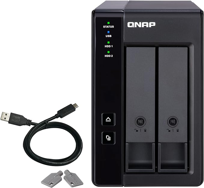 QNAP TR-002-A-US 2 Bay USB Type-C Direct Attached Storage (DAS) with Hardware RAID (Diskless)