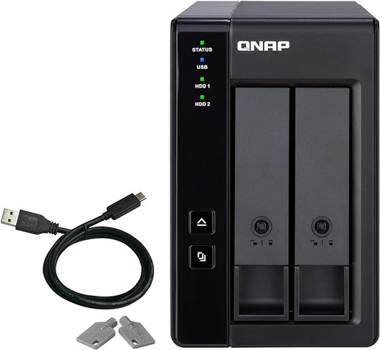 QNAP TR-002-A-US 2 Bay USB Type-C Direct Attached Storage (DAS) with Hardware RAID (Diskless)