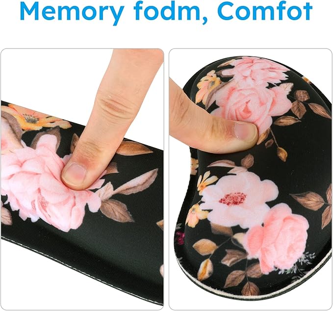 iCasso Keyboard Mouse Pad Set,Extended Gaming Mouse Pad + Keyboard Wrist Rest Support, Memory Foam, Easy Typing Pain Relief, 3Pcs (35.4×15.7 in) Large Ergonomic XXL Thick Mousepad Desk Mat