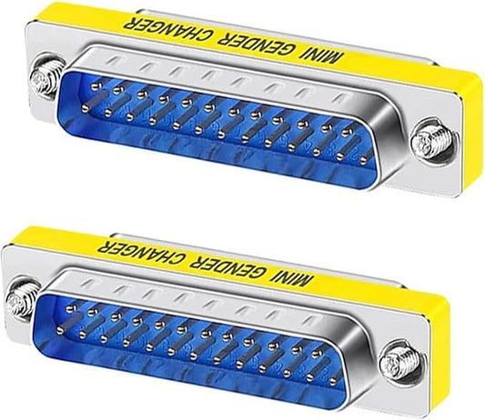 db9 Connector Null Modem Adapter，25-Pin Serial vga Adapter RS232 db9 Gender Changer,for Computer and Industrial Device Data Transfer(M-M（2P-25 Pin）)