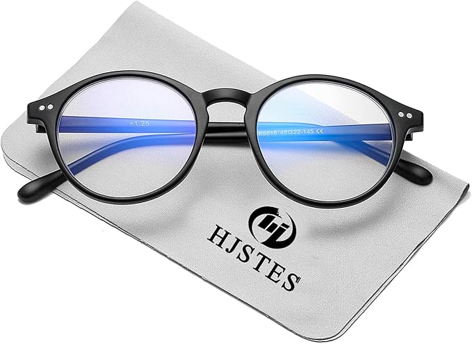 HJSTES Vintage Blue Light Glasses for Women Men Round Bluelight Blocking Glasses Thick TR90 Frame Eyeglasses