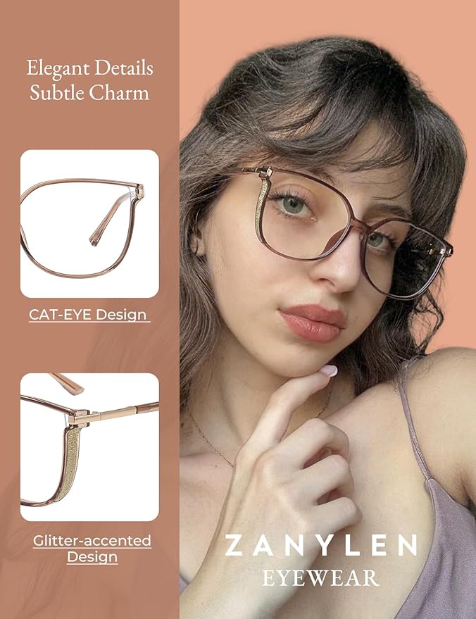 Vintage Cat-eye Blue Light Blocking Glasses for Women, Lightweight TR90 Fashion Eyeglasses