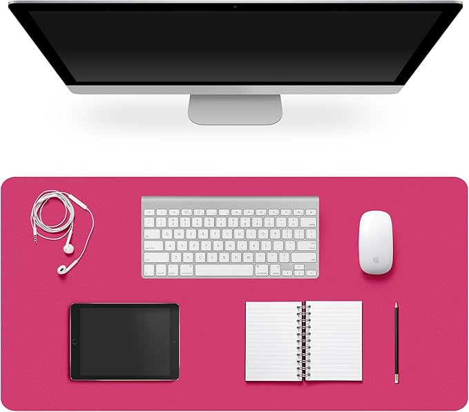 Leather Desk Pad Protector,Non-Slip Desk Pad,on-Slip PU Leather Large Mouse Pad,Easy Clean Desk Protecor Mat,Writing Pad for Office Work/Home/Decor(Rosepink, 31.5" x 15.7")