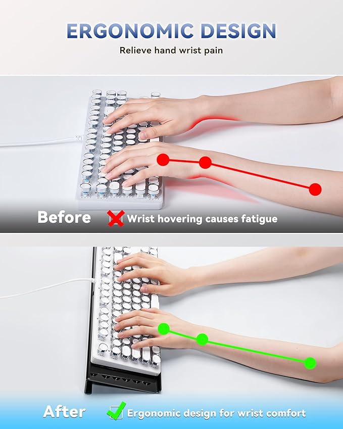 Acrylic Computer Keyboard Stand for Desktop (Black), Ergonomic Keyboard Tilted Elevated Rack Key Board Tray Holder Riser Stand for Office Home Desk Work Supplies
