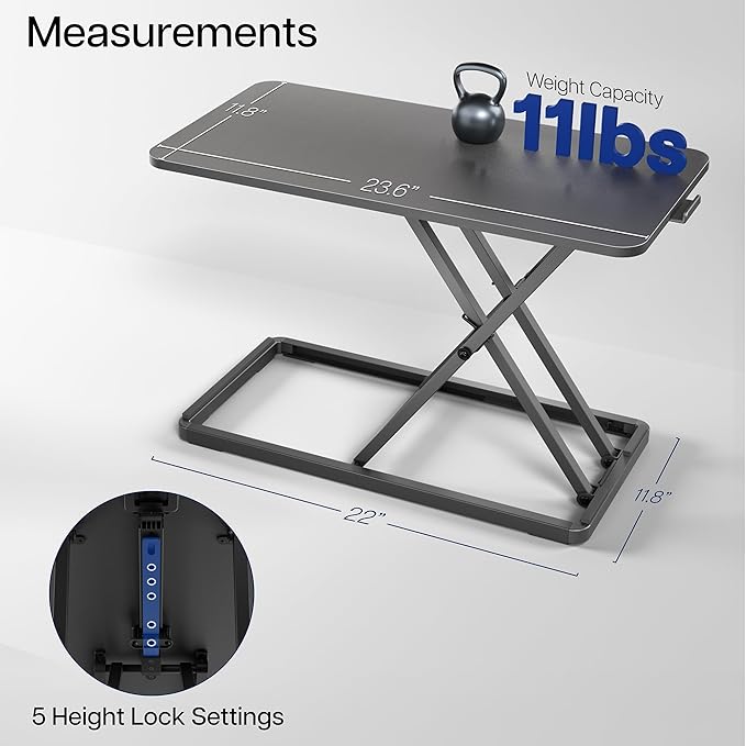 VIVO Single Top 24 inch Scissors Lift Keyboard and Mouse Riser, Height Adjustable Laptop Desk, For Ergonomic Sit Stand Workstations, Black, DESK-V024A