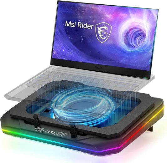 Cooling Pad for Msi Raider 18 HX GE78 HX GE77 GE76 GE66 GE75 GE73 GE63 GE68HX Gaming Laptop with Ultra Powerful Booster Turbo Fan Can Fast Cooling,6 RGB Light Mode,Adjustable Speed,Touch Start ﻿ ﻿