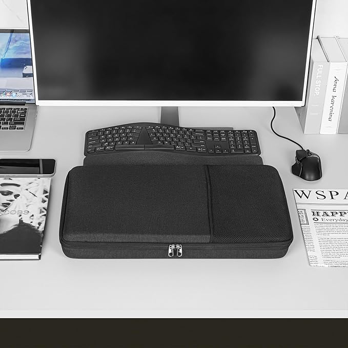 Geekria Hard Shell Keyboard Travel Case, Compatible with Logitech Ergo K860 Wireless Ergonomic Keyboard and MX Master 3S Mouse Combo Carrying Case (Dark Grey)