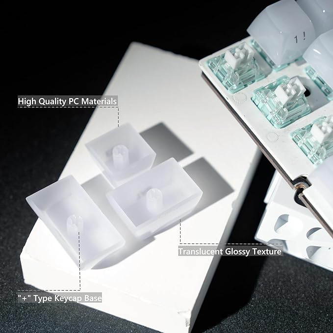Womier Keyboard Keycaps Jelly - Ceramic Keycaps Style, Clear White Key Cap, Transparent Side Printed Custom 60 65 75 100 Percent for Cherry MX, Outemu, Gateron Mechanical Keyboards(MDA Profile)