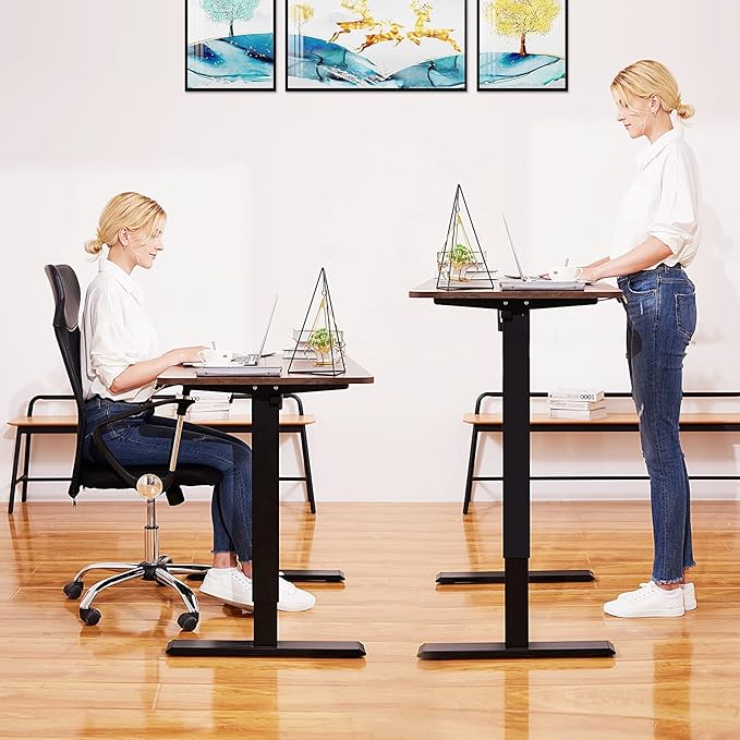 Electric Adjustable Standing Desk, 70'' x 27''Sit Stand Desk with Dual Crossbeam Structure and Oversized Mouse Pad, 27''-45'' Lifting Range Stand up Desk(Black)