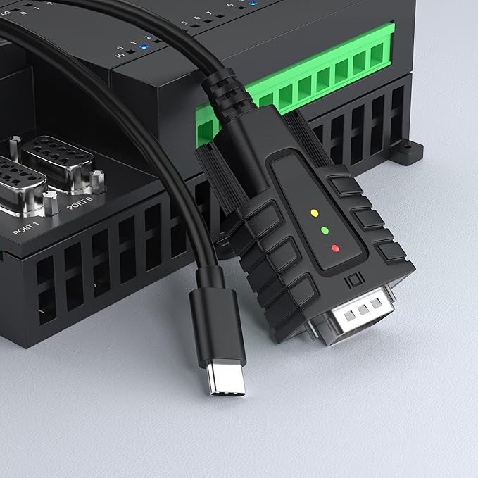 DriverGenius SerialEdgeX | USB-C to Serial RS232 DB9 Adapter Cable with 3 x LED Indicators - Prolific PL2303GC - Compatible with Windows 11, macOS 15, Linux (USB232A-B-C, 3ft/1m)