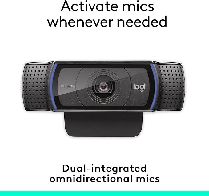 Logitech C920e HD 1080p Mic-Enabled Webcam, Certified for Zoom, Microsoft Teams Compatible, TAA Compliant