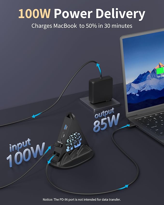USB C Hub, 8 in 1 USB C Hub Multiport Adapter with 4K HDMI, PD 100W, 5Gbps Type C 3.0, 3xUSB A 3.0, SD/TF Card Reader. RGB USB Hub for MacBook Air/Pro, HP, Laptop, PC, Switch, PS5(Tree)