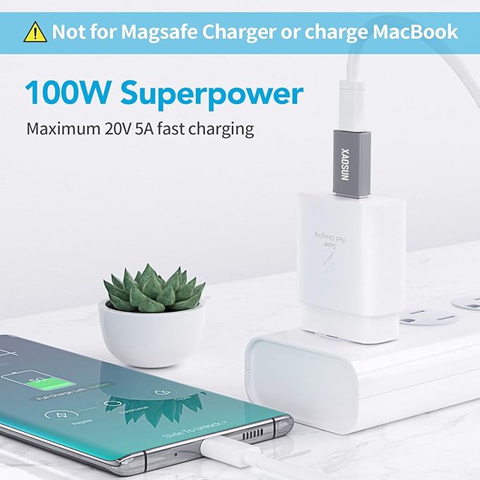 XAOSUN [10Gbps] USB C Female to USB Male Adapter (2-Pack), 3.1 USB A to C Adapter, One-Sided SuperSpeed Data Sync & 100W Fast Charging for iPhone 17/16 Plus Pro Max, Laptop, Charger, Quest Link, etc.