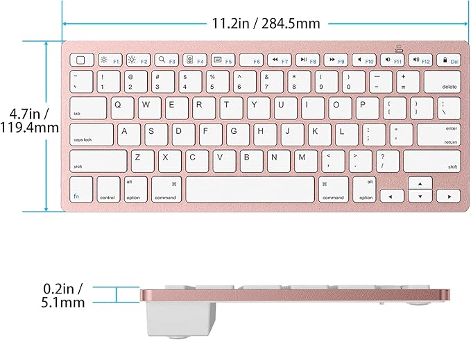 OMOTON Bluetooth Keyboard Compatible with iPad A16 11th 10th Generation, iPad 10.2 (9th/8th/7th), iPad Pro 13/12.9/11 inch, iPad Air 13/11 inch, iPad Air/Mini and More iOS Devices, Pink Gold