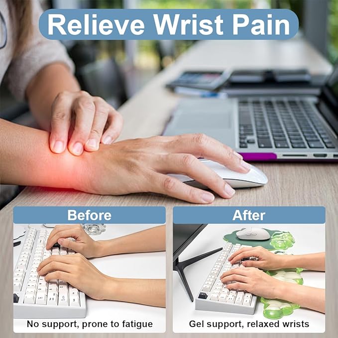 Clear Wrist Rest for Keyboard and Mouse - Ergonomic Cloud Mouse Pad with Gel Wrist Support, Non-slie Base Cute Office Accessories for/Desktop/Latop/Home/Gaming