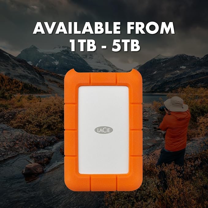LaCie (LAC9000633) Rugged Mini 4TB External Hard Drive Portable HDD – USB 3.0 USB 2.0 Compatible, Drop Shock Dust Rain Resistant Shuttle Drive, For Mac And PC Computer Desktop and Laptop, Orange