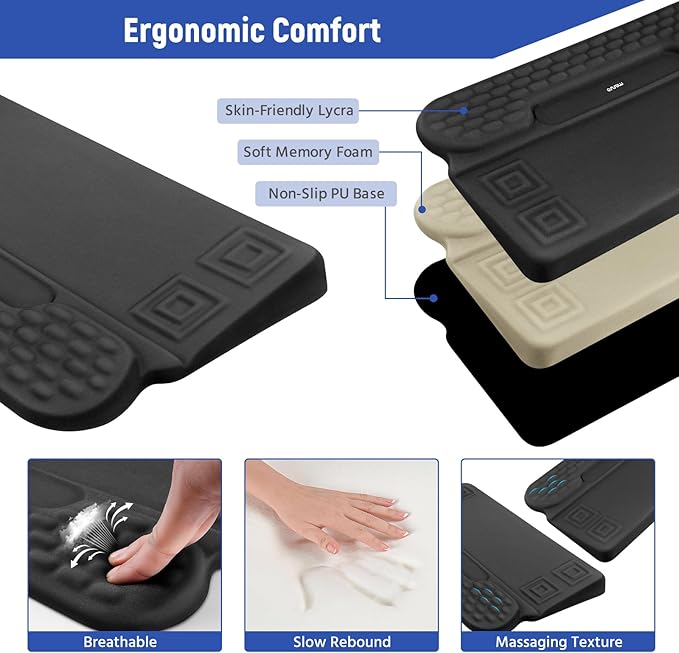 MOSISO Wrist Rest with Keyboard Stand, 3-in-1 Ergonomic Keyboard Riser Holder Lifter Tray with Wrist Pad&Pen Slot, Non-Slip Base Pain Relief&Easy Typing Pad with Memory Foam for Home Office, Black