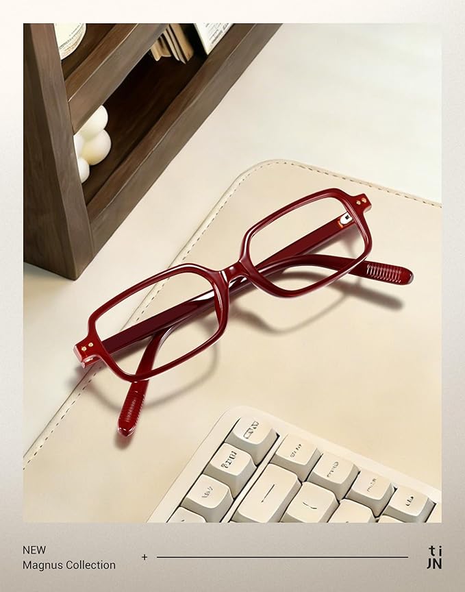 TIJN Magnus Square Blue Light Blocking Glasses for Women Men,Rectangular Computer Glasses for Gaming Work Screen Use,TR90