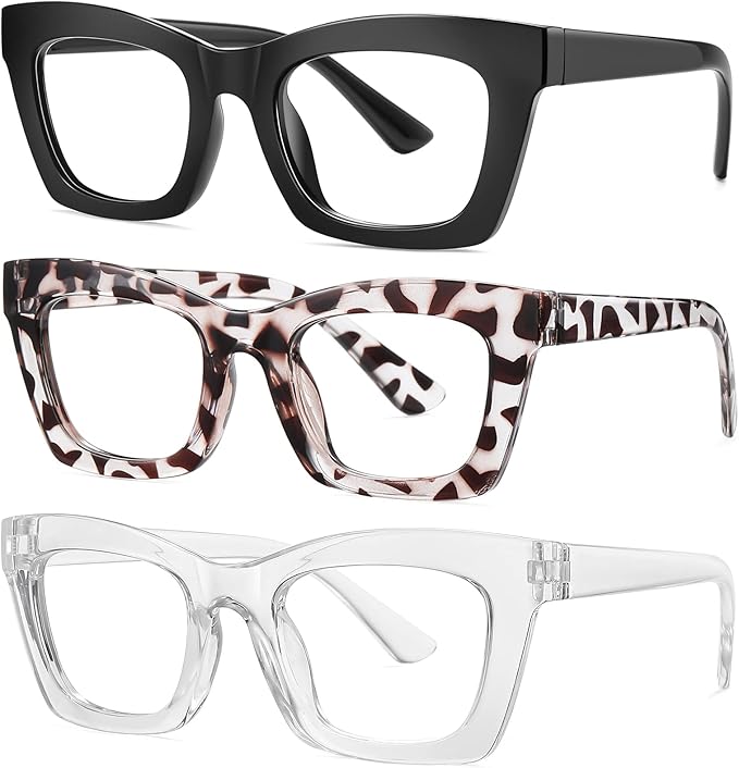 Okany Blue Light Blocking Glasses for Women Men Fashion Computer Screen Gaming TV Phones Anti Eyestrain & UV Glare Glasses 3 Pack