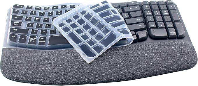Ultra Thin Desktop PC Silicone Keyboard Cover Skin Protector Compatible with Logitech Wave Keys MK670 Wireless Keyboard, 2023 Logitech Wave Keys Wireless Keyboard Skin (Black)