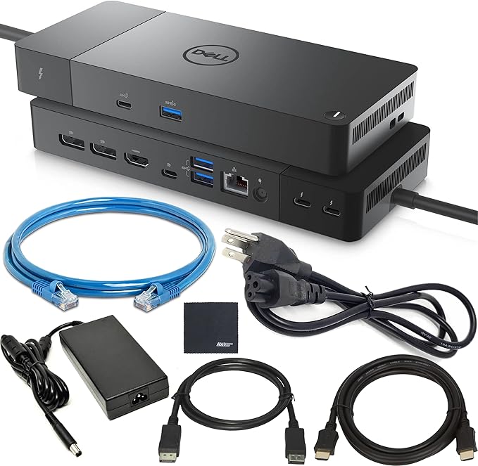 Dell Thunderbolt Dock WD22TB4: Modular Thunderbolt 4 Dock with A Future-Ready Design + ZoomSpeed HDMI Cable + ZoomSpeed DisplayPort Cable + ZS Ethernet Cable - Docking Station Bundle