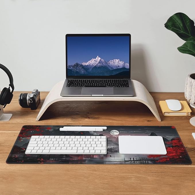 Extended Gaming Mouse Pad, Large Gaming Mouse Waterproof with Stitched Edges, Non-Slip Desktop Pad for Home and Office, Level Up Your 31.5x11.8 Inch… (Japanese Style)