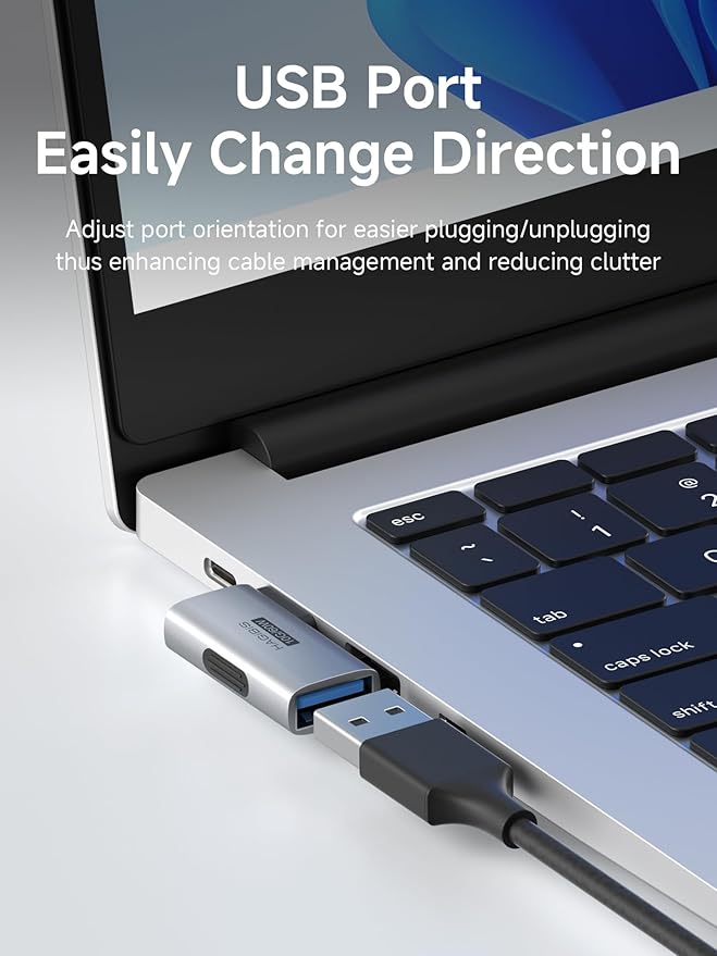 Hagibis USB 3.2 Adapter 2 Pack, 90 Degree Right and Left Angle USB A Male to Female Connector OTG Adapter Cable Extender for Laptops Charger PC Car Mouse Keyboard (Side Back)