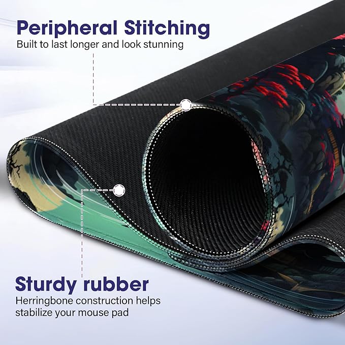 Full Desk Mouse Pad with Stitched Edges, 31.4” x 15.6” Waterproof Surface & Non-Slip Rubber Base – Ideal for Gaming, Office and Home