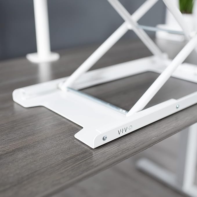 VIVO Single Top 27 inch Heavy-Duty Scissors Lift Keyboard and Mouse Riser, Designed for Ergonomic Sit Stand Workstations, White, DESK-V000PW