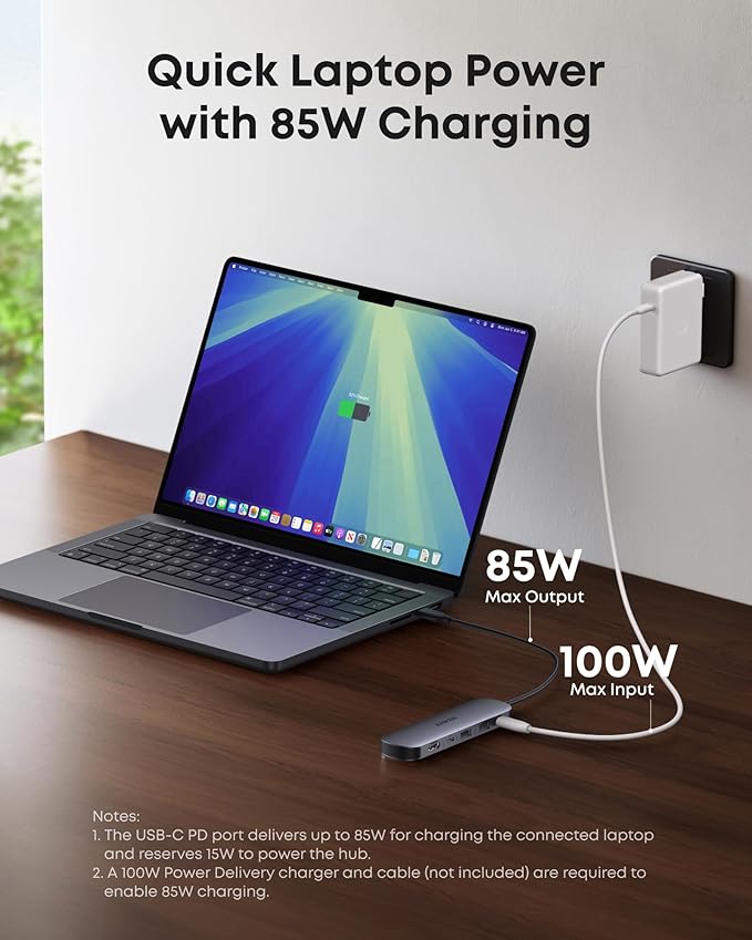 Anker USB C Hub, 7in1 Multi-Port USB Adapter for Laptop/Mac, 4K@60Hz USB C to HDMI Splitter, 85W Max PD, 2 USB 3.0 & 1 USBC Data Ports, SD/TF Card Reader, for Type C Devices (Charger Not Included)