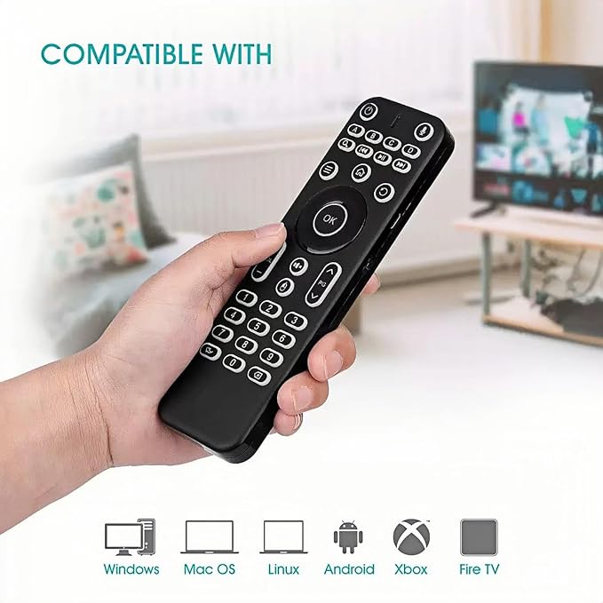 7 Color Backlit LED MX3 Pro Mini Keyboard Fly Remote Mouse,Android TV Remote Control,IR Learning Mini Wireless Keyboard for Android TV Box.HTPC.IPTV,Networked Set-top Box,Mini PC(Battery not Included)