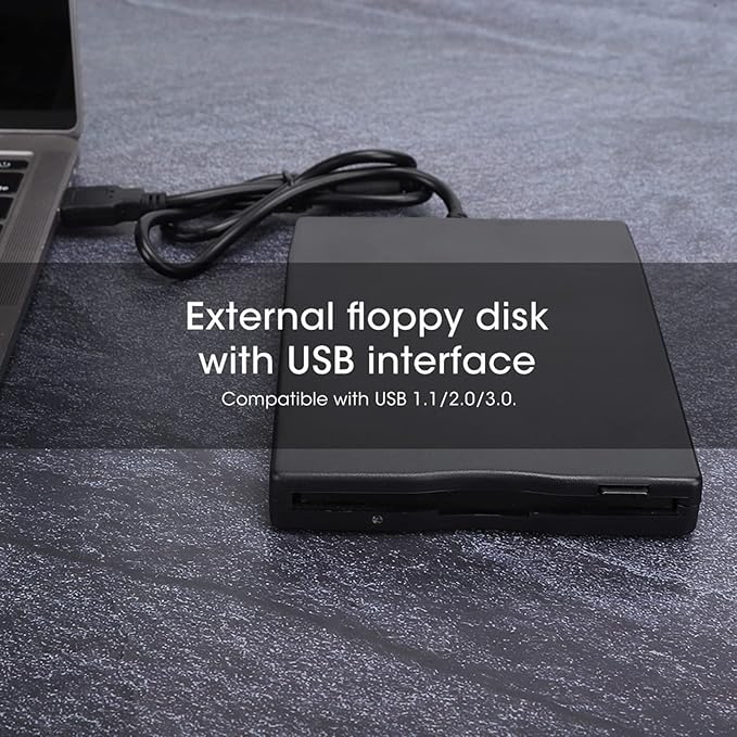 3 5" USB External Floppy Disk Drive, Portable Floppy Drive, 1 44 MB FDD for PC Window 2000/XP/Vista/7/8, No Extra Driver Required, Plug and Play, USB External Floppy Disk Drive Portable 1 44 MB FD
