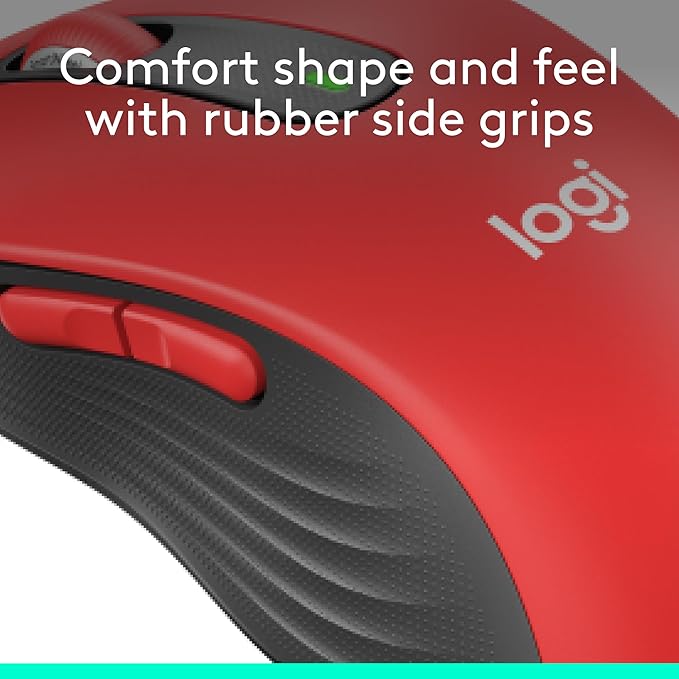 Logitech Signature M650 L Full Size Wireless Mouse - for Large Sized Hands, 2-Year Battery, Silent Clicks, Customizable Side Buttons, Bluetooth, for PC/Mac/Multi-Device/Chromebook - Classic Red