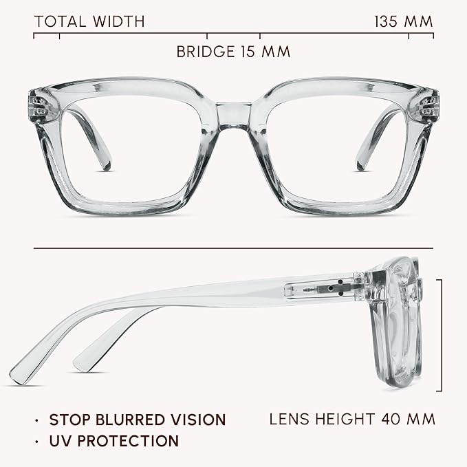 IBOANN Oversized Blue Light Glasses for Woman, Funky Fashion Glasses With Preppy Look, Reduce Screen Fatigue Computer Glasses