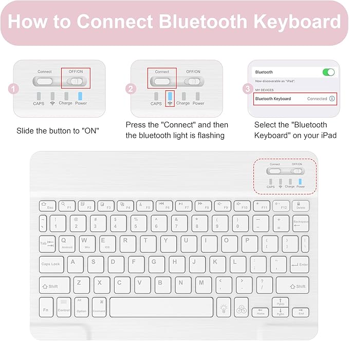 Soke for iPad (A16) 11th/10th Generation Case with Keyboard(2025/2022)-7 Color Backlight Wireless Detachable Folio Keyboard Cover with Built-in Pencil Holder for iPad 11/10.9 inch, Dreamy Marble