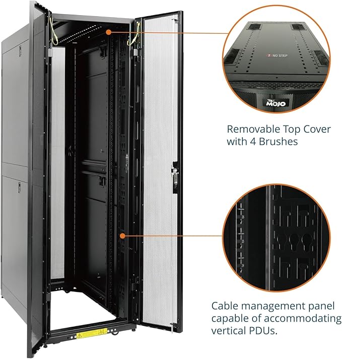 Tecmojo 42U Server Rack Cabinet - PRE-Assembled 24inch Width 48inch Depth IT Network Equipment Cabinet Rack Enclosure with Casters - 3000lbs Weight Capacity(06Black)