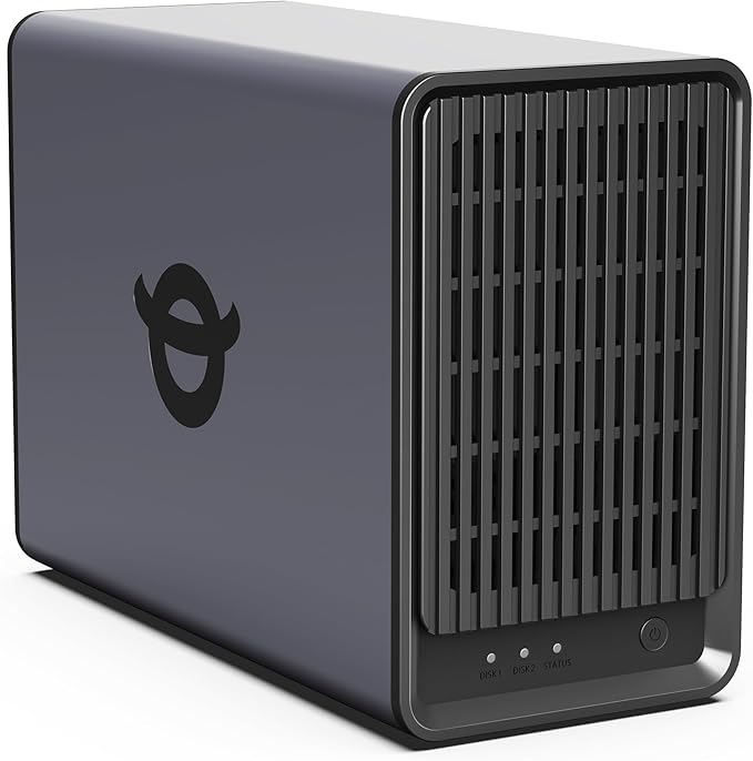 Yxk Zero1 2-Bay Desktop NAS, Maximum 60TB (Diskless), User-Friendly Home NAS Storage, Private Security & Remote Access, Silent, 4GB RAM, 2.5GbE Port, 4K HDMI, Network Attached Storage