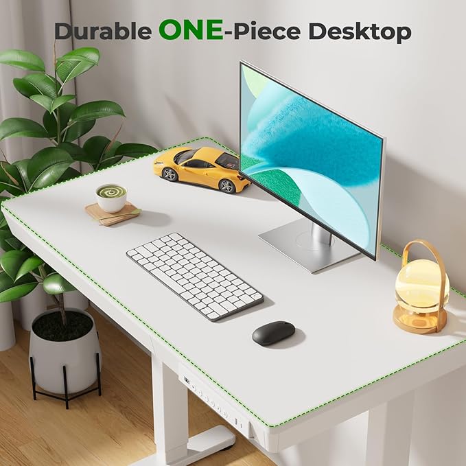 Small Standing Desk with Drawer, 35" x 20" Whole Piece Tabletop Electric Sit Stand Desk, Height Adjustable Desk with Storage & USB Ports, Quick Install Home Office Computer Desk, White