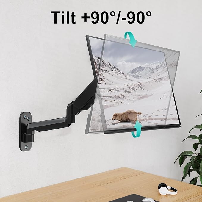 MOUNT PRO Monitor Wall Mount for Max 35 inch/26.4lbs Flat Curved Screens, Premium Heavy Duty Single Monitor Arm, Full Motion Ultrawide Wall Mount with VESA Extension Kit, VESA Mount 200x200mm