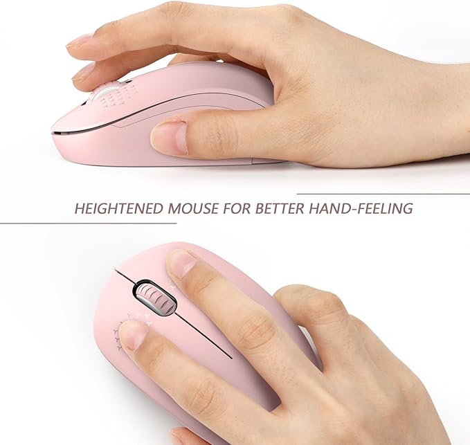 seenda Wireless Mouse for Laptop, 2.4G Noiseless Mouse with USB Receiver - Optical Tracking Portable Computer Mice for Chromebook, PC, Tablet, Windows System, 24 Months Battery Life - Pink